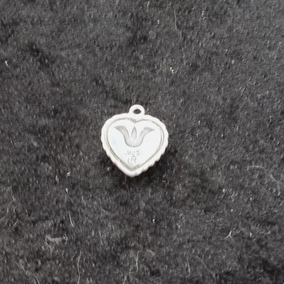 Vintage .925 R Sterling Silver Tulip Makers Mark Amazonite Cabochon Inset Charm - Picture 4 of 4